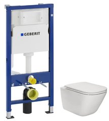 Набор инсталляция Geberit Duofix Basic с унитазом Roca GAP Clean Rim и крышкой Slim Soft-Close