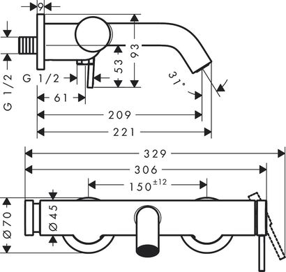 Змішувач для ванни Hansgrohe Tecturis S (73422000)