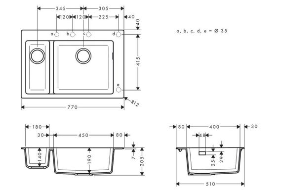 Кухонна мийка Hansgrohe S510-F635 чорний графіт (43315170)