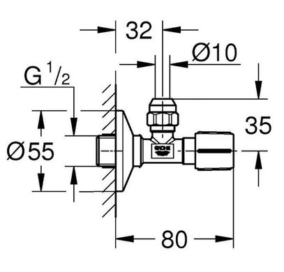 Вентиль угловой Grohe 1/2-3/8 для подключения смесителей (22045000)