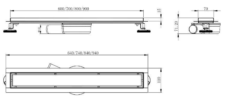 Лінійний трап Volle MASTER LINEA Capri 70 см (9046.210214)