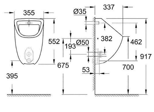 Писсуар подвесной Grohe Bau Ceramic (39438000)