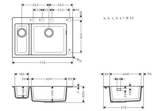 Кухонная мойка Hansgrohe S510-F635 SG серая (43315290)