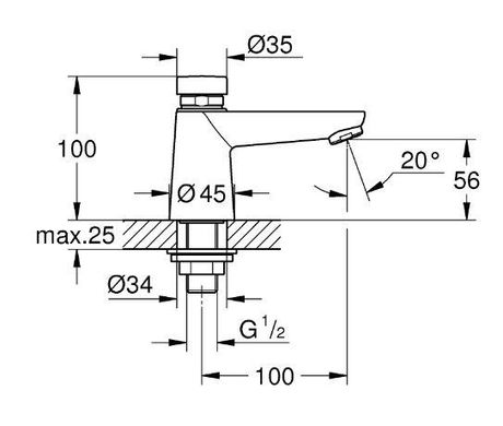 Кран для води порційний Grohe Euroeco Cosmopolitan T (36265000)