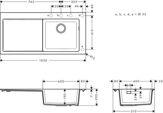 Кухонна мийка Hansgrohe S51 S514-F450 чорний графіт (43314170)