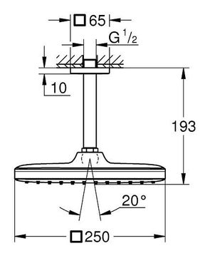 Верхний душ с кронштейном Grohe TEMPESTA CUBE (26688000)