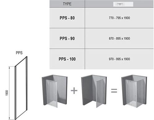 Нерухома стінка Ravak Pivot 90 см PPS-90 сатин + transparent (90G70U00Z1)