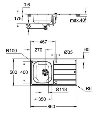 Кухонна мийка з неіржавкої сталі Grohe K200 матова (31552SD1)