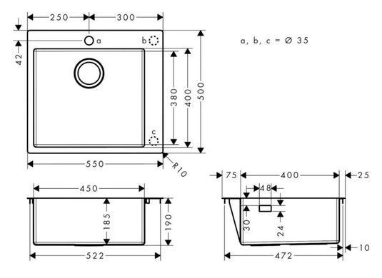 Кухонна мийка з неіржавкої сталі Hansgrohe S711-F450 (43301800)