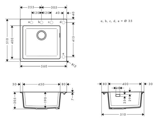 Кухонна мийка Hansgrohe S510-F450 GS чорний графіт (43312170)