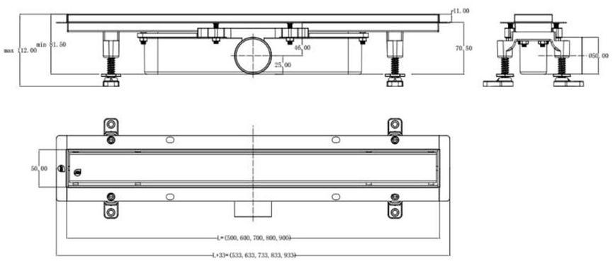 Линейный трап с двусторонней решеткой Cersanit TAKO 80 см (S907-010)