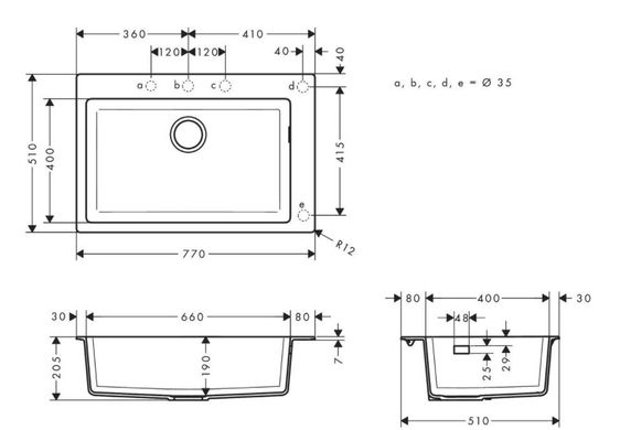 Кухонна мийка Hansgrohe S510-F660 GS чорний графіт (43313170)