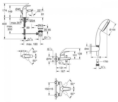 Набір змішувачів для ванни Grohe Start Curve (126746)