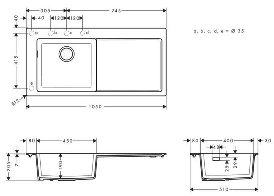 Кухонная мойка Hansgrohe S51 S5110-F450 черный графит (43330170)