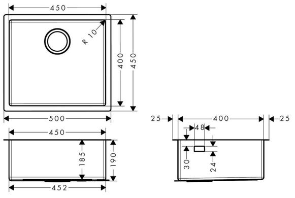 Кухонна мийка з неіржавкої сталі Hansgrohe S719-U450 (43426800)