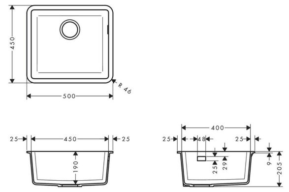 Кухонна мийка Hansgrohe S510-U450 SG сіра (43431290)